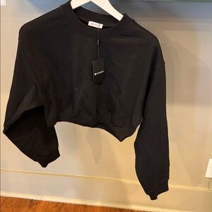 Pure Barre Crop Black Crewneck Pullover Sweater